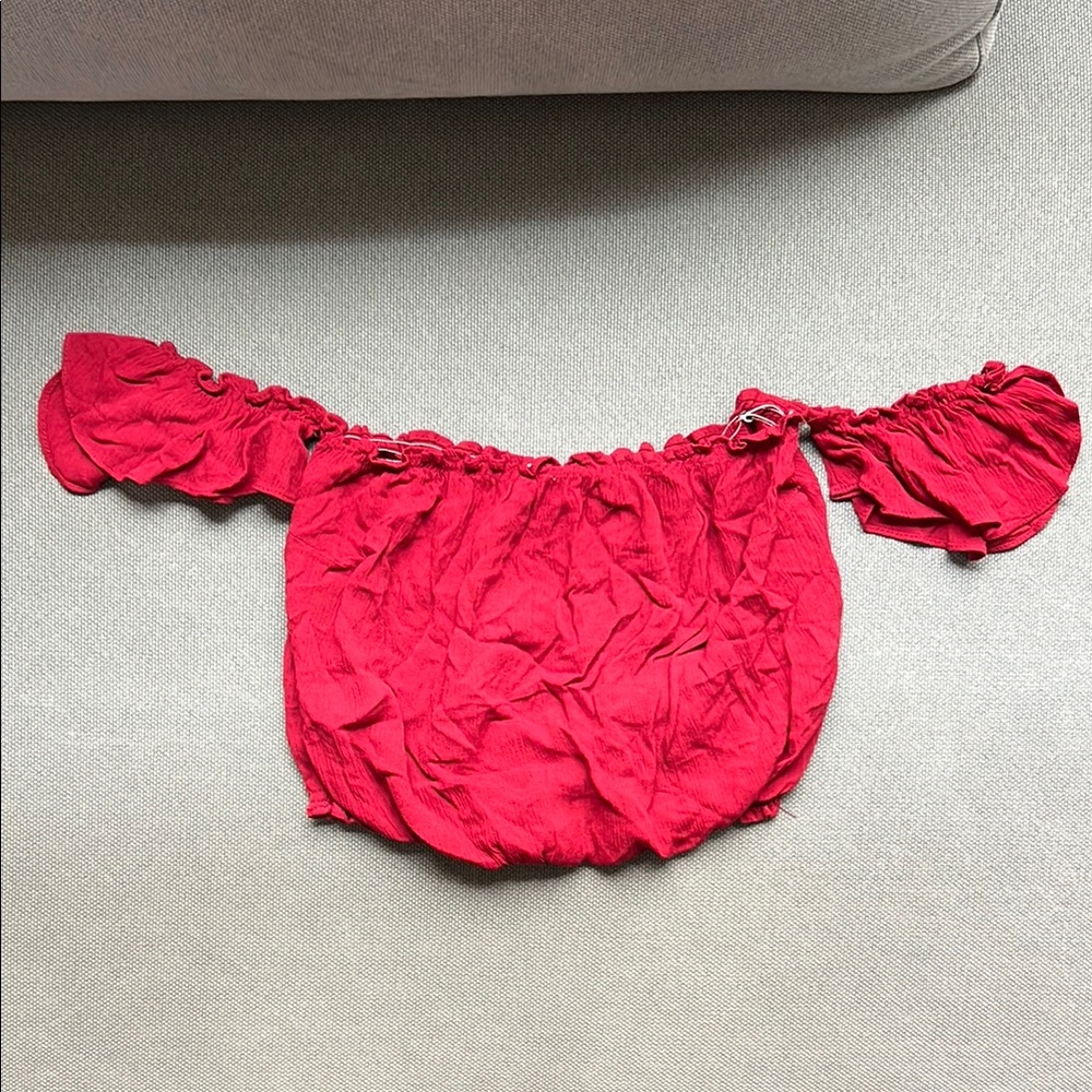 NWOT Lucy Love Red Off the Shoulder Crop Top
